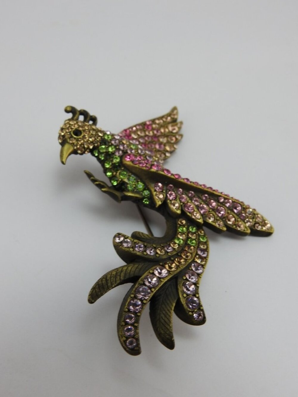 Jay Strongwater Crystal Exotic Bird of Paradise Lg Brooch Pin Multicolor 4" Box - Picture 13 of 16